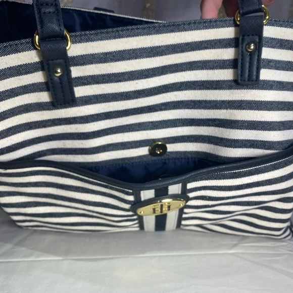 Tommy Hilfiger Black and White Striped Tote - Picture 7 of 7